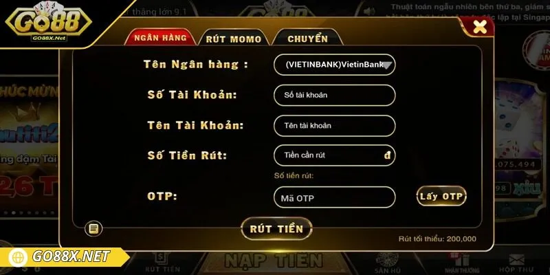 Rút tiền qua ngân hàng luôn là sự ưu tiên hàng đầu của bet thủ
